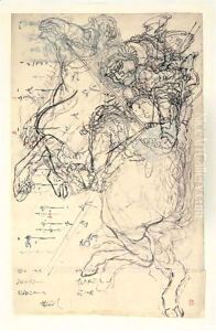 Dessin Guerrier Sur Un Cheval Cabre