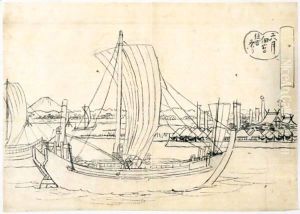 Rokugatzu Tsukudajima Sumiyoshi Matsuri. Festival De Sumiyoshi Dans L'Ile De Tsukuda. Juin Dessin Preparatoire by Utagawa or Ando Hiroshige