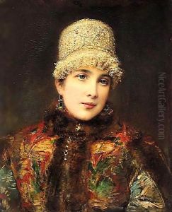 Young Russian Beauty In A Kokoshnik