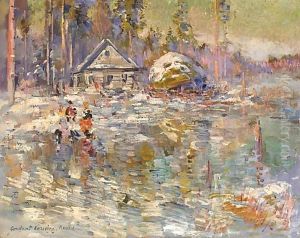 On The Frozen Lake by Konstantin Alexeievitch Korovin