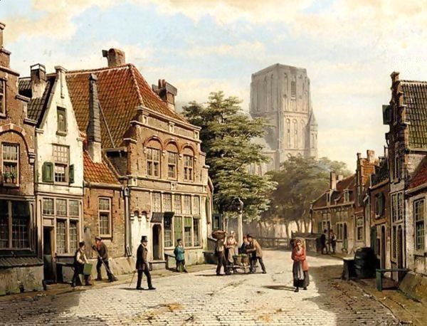 Dutch Street With Church Tower - view 1
