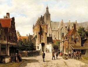Street In Vianen, Holland by Willem Koekkoek