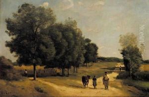 Carrefour Dans La Campagne (Environs De Marcoussis) by Jean-Baptiste-Camille Corot