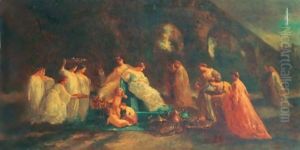 Scene De Parc L'Offrande by Adolphe Joseph Thomas Monticelli