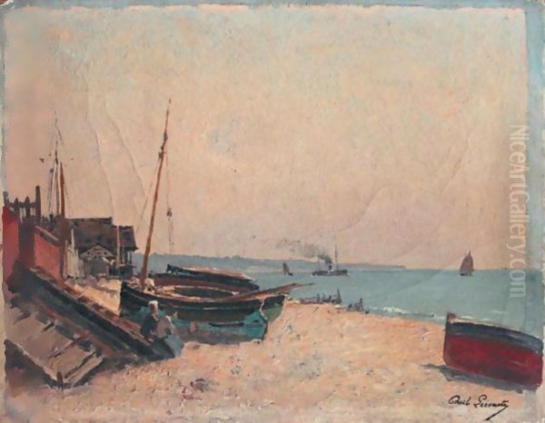 Deux Femmes Assises Sur La Plage, Pres D'Une Barque - view 1