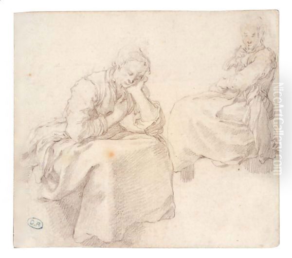 Two Studies Of A Seated Woman - view 1