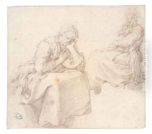 Two Studies Of A Seated Woman by Abraham Bloemaert