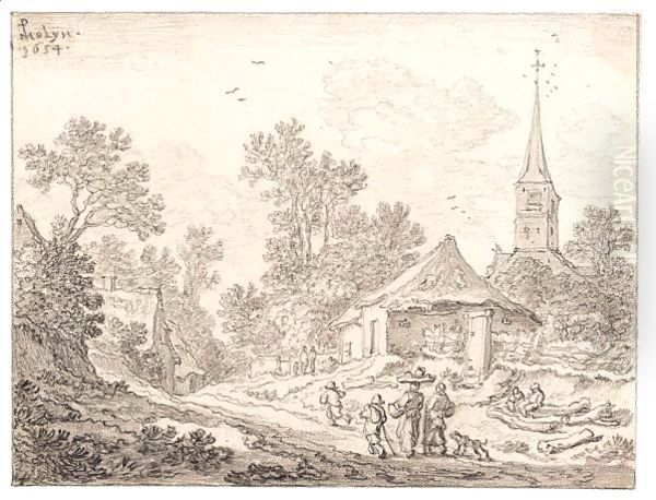 Travellers On A Village Street - view 1