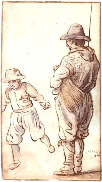 A Standing Man Watching A Skating Boy - view 1