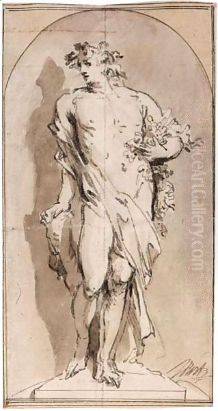 An Allegorical Figure, Perhaps Bacchus, Standing In A Niche - view 1