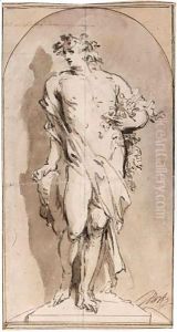 An Allegorical Figure, Perhaps Bacchus, Standing In A Niche