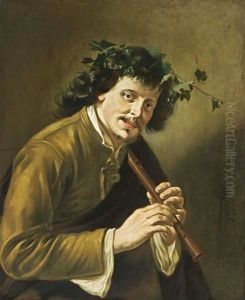A Shepherd Playing The Flute by Willem Van Odekercken