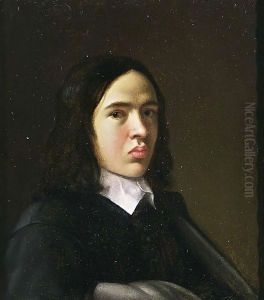 A Portrait Of A Young Man, Bust Length, Wearing A Black Suit With White Collar by Michiel Sweerts