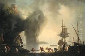 A View Of Posillipo, Near Naples, In The Morning Fog by Vernet Claude Joseph
