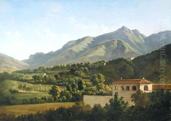 Italianate Landscape With With A Villa In The Foreground And Mountains Beyond - view 1