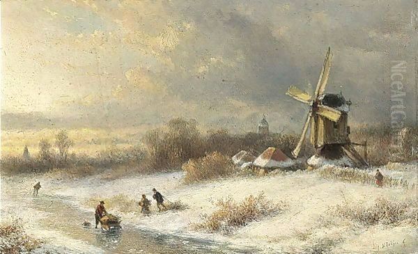 Wood Gatherers In A Winter Landscape - view 1