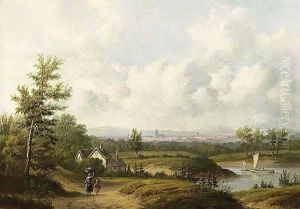 Travellers In A Summer Landscape by Carl Eduard Ahrendts