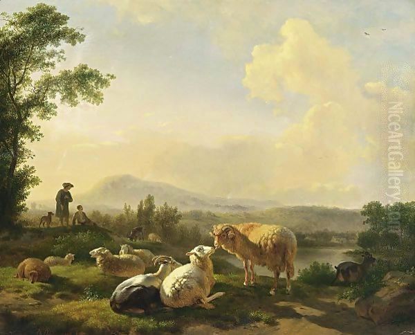 Herdsmen With Sheep In A Landscape - view 1