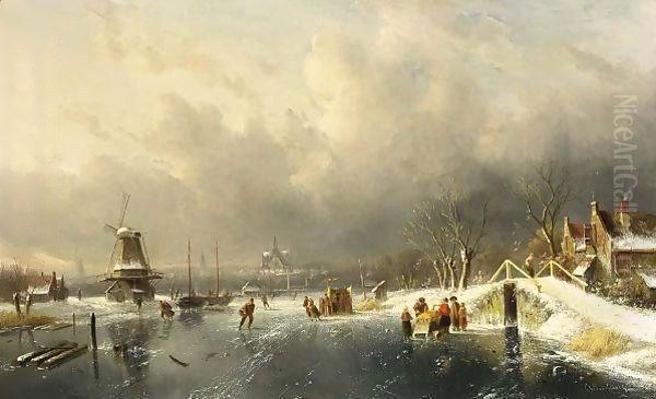 A Winter Landscape With Skaters, Haarlem In The Distance - view 1