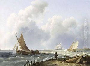 Sailing Vessels Off The Dutch Coast 2 by Hermanus Koekkoek