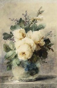 A Still Life With Peonies In A Vase by Margaretha Roosenboom