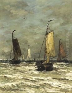Bomschuiten At Sea 3 by Hendrik Willem Mesdag