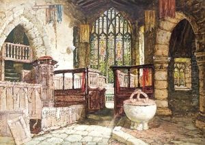 Church Interior by Samuel A. Rayner
