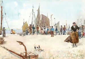 Crowd On The Harbour by Albert Ludovici