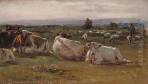 Cattle Grazing Near Bramshot by William Snr Luker