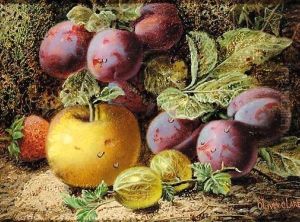 Still Life Of Grapes And Apples by Oliver Clare