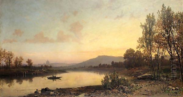 Fishing At Sunset, Rome In The Distance - view 1