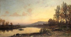 Fishing At Sunset, Rome In The Distance by Hermann David Solomon Corrodi