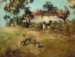Children Playing Near A Cottage Children Playing Near A Cottage