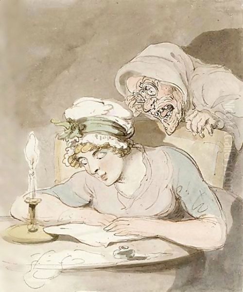 A Young Lady Reading A Book, An Old Hag At Her Shoulder - view 1