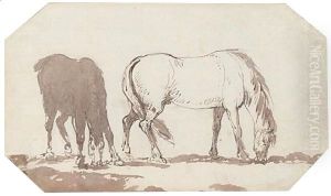 Horses Grazing In A Field by Thomas Rowlandson