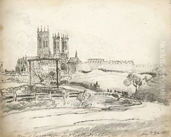 Landscape with a cathedral behind - view 1