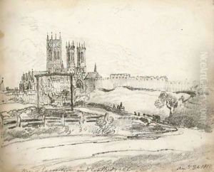 Landscape with a cathedral behind