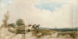 A Horse And Cart On A Country Track by Richard Parkes Bonington