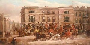 Coaches Outside The Elephant And Castle by John Charles Maggs