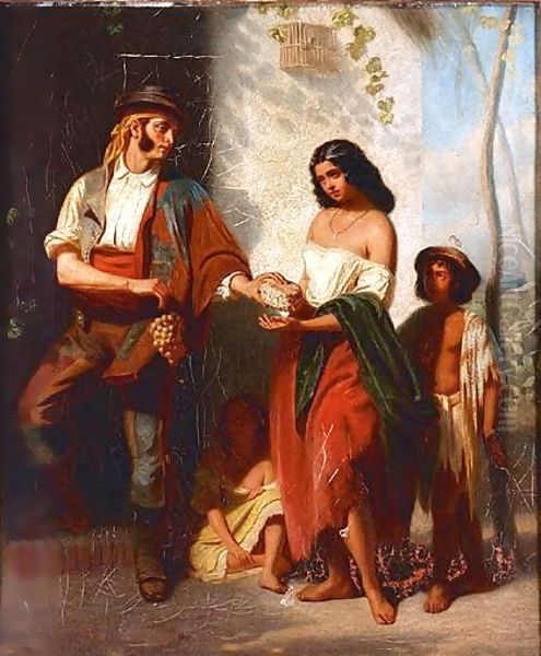 Figures With Grapes And Bread - view 1