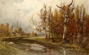 Woodland Landscape With River Woodland Landscape With River