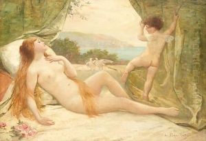 Venus And Cupid by Louis Courtat