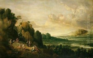 Apollo And The Muses On Mount Parnassus by Lucas Van Uden