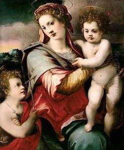 The Madonna And Child With The Infant Saint John The Baptist by Michele di Ridolfo del Ghirlandaio (see Tosini)