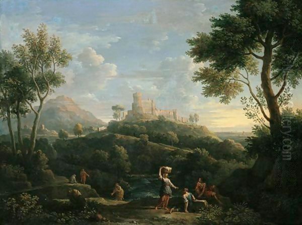 A Southern Landscape With Figures In The Foreground And A Hill-Top Town Beyond - view 1