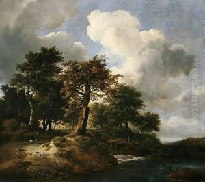 A Landscape With A Torrent At The Margins Of A Wood And Figures On A Road
