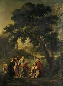 A Classical Landscape With The Finding Of Moses by Andrea Locatelli