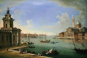 Venice, The Bacino Di San Marco Looking East With The Punta Della Dogana And San Giorgio Maggiore by Antonio Joli
