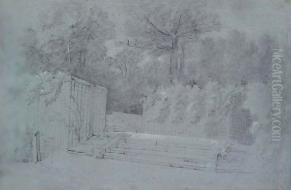 A Staircase With Lattice Work In The Park At Arcueil - view 1