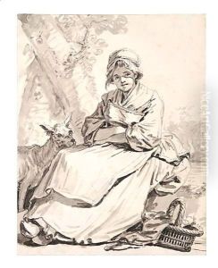 Peasant Girl With A Goat by Jean Baptiste Greuze